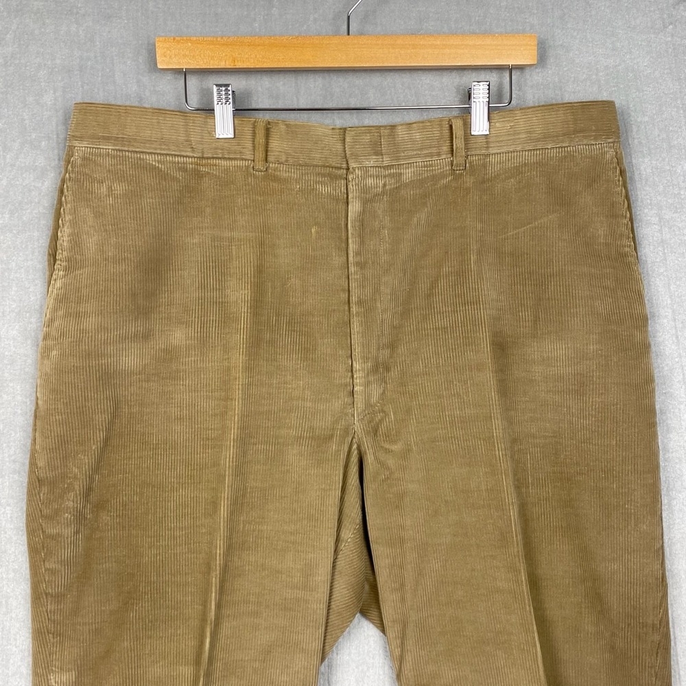 Vtg 80s Haggar Casuals Trousers Mens 40x25 Khaki Tan Wide Wale Corduroy Heritage - Picture 3 of 16